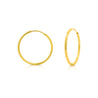 20.5mm 14K Solid Gold Thin Hoop Earrings On Hidden Wire Closure