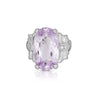 20.96 Oval Light Pink Kunzite and Diamond in Platinum Filigree Cocktail Ring