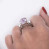 20.96 Oval Light Pink Kunzite and Diamond in Platinum Filigree Cocktail Ring