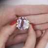 20.96 Oval Light Pink Kunzite and Diamond in Platinum Filigree Cocktail Ring