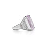 20.96 Oval Light Pink Kunzite and Diamond in Platinum Filigree Cocktail Ring