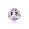 20.96 Oval Light Pink Kunzite and Diamond in Platinum Filigree Cocktail Ring