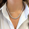 21 Carat Total Diamond 14K White Gold Graduating Riviera Tennis Necklace