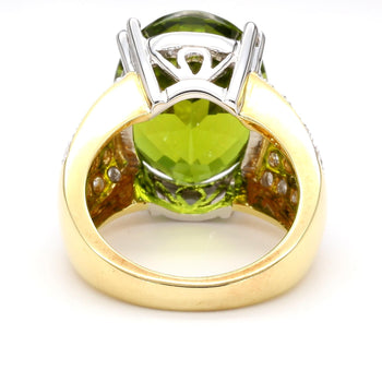 21.8 Carat Oval Green Peridot & Diamond 18K Gold Cocktail Ring – Assay Jewelers
