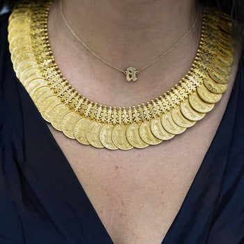 22K Gold Indian Victorian-Style Prize Medal Gold Coin Collar 16-Inch Necklace – Assay Jewelers