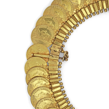 22K Gold Indian Victorian-Style Prize Medal Gold Coin Collar 16-Inch Necklace – Assay Jewelers
