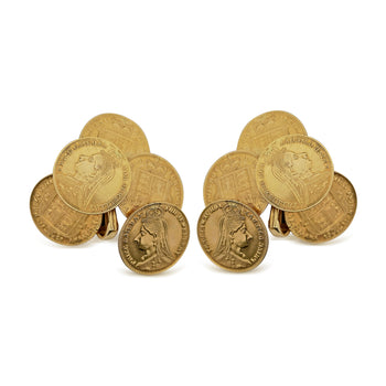 22K Yellow Gold Victorian Coin Cluster Lever Back Statement Earrings – Assay Jewelers