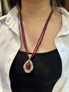 22.41 Carat Cabochon Cut Ruby Pendant In Tiffany & Co. Signed Bead Necklace