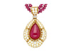 22.41 Carat Cabochon Cut Ruby Pendant In Tiffany & Co. Signed Bead Necklace