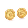 22k Gold Vintage Roman Coin Motif Round Earrings Signed Denise Roberge-Earrings-ASSAY