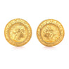 22k Gold Vintage Roman Coin Motif Round Earrings Signed Denise Roberge-Earrings-ASSAY