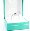 2/3 Carat Natural Emerald & Diamond Oval Halo Thin Band Ring in 18K White Gold