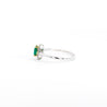 2/3 Carat Natural Emerald & Diamond Oval Halo Thin Band Ring in 18K White Gold