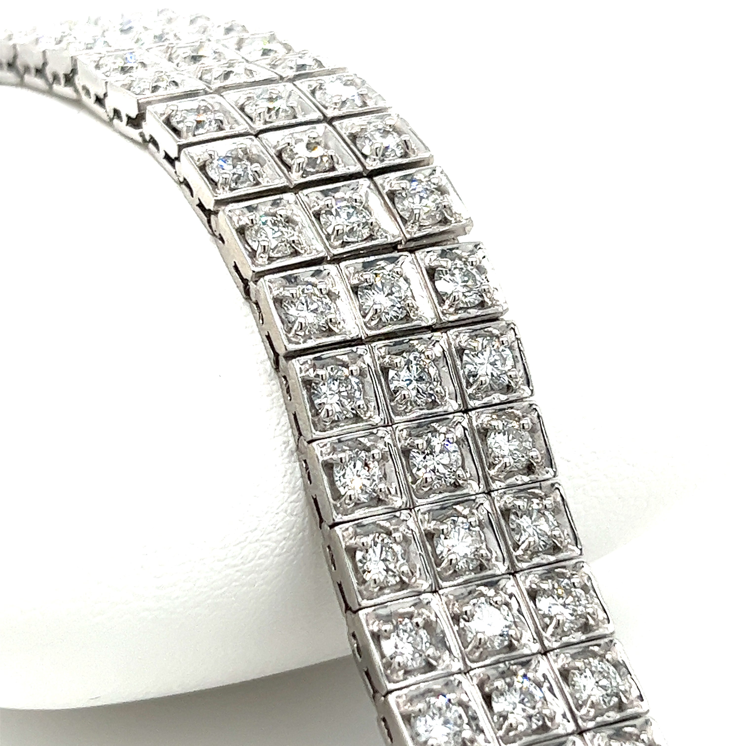 23.5 Carat Natural Round Cut Diamond 3 Row Box Set Tennis Bracelet-Bracelet-ASSAY