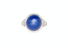 25 Carat GRS Certified No Heat Cabochon Cut Blue Star Sapphire Ring With Trapezoid Cut Diamonds