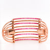 25 Carat Pink Sapphire & Diamond 18K Rose Gold Multi-Row Cuff Bangle Bracelet