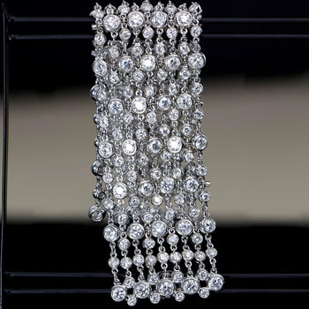 25 Carat Total Round Cut Natural Diamond Bezel Set Link Bracelet in 18K White Gold – Assay Jewelers