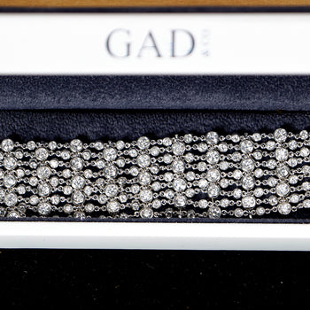 25 Carat Total Round Cut Natural Diamond Bezel Set Link Bracelet in 18K White Gold – Assay Jewelers