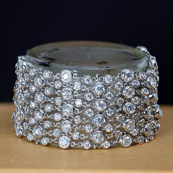 25 Carat Total Round Cut Natural Diamond Bezel Set Link Bracelet in 18K White Gold – Assay Jewelers