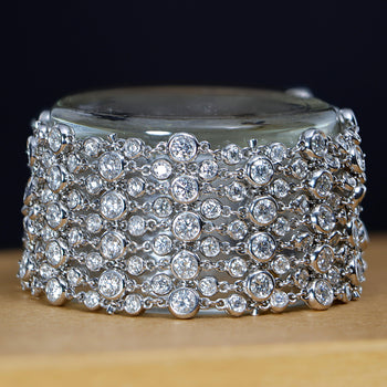 25 Carat Total Round Cut Natural Diamond Bezel Set Link Bracelet in 18K White Gold – Assay Jewelers