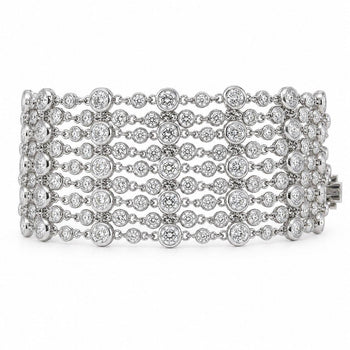 25 Carat Total Round Cut Natural Diamond Bezel Set Link Bracelet in 18K White Gold – Assay Jewelers