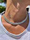 27 Carat Diamond and Emerald Flexible Choker Necklace in 18k White Gold