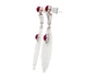 27.48 Carat Carved Grade A Lavender Jade Drop Earrings with Rubies & Diamonds