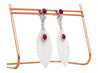 27.48 Carat Carved Grade A Lavender Jade Drop Earrings with Rubies & Diamonds