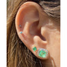 2.08 Carat Natural Emerald Stud Earrings with Diamond Halo in 18k Solid Gold - ASSAY