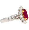 2.09 Carat Oval Cut No Heat Ruby & Diamond Halo Platinum Ring