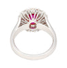 2.09 Carat Oval Cut No Heat Ruby & Diamond Halo Platinum Ring