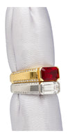 2.09 Carat Vivid Red Pigeon's Blood Burma Ruby Emerald Cut East-West Ring