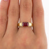 2.09 Carat Vivid Red Pigeon's Blood Burma Ruby Emerald Cut East-West Ring