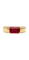 2.09 Carat Vivid Red Pigeon's Blood Burma Ruby Emerald Cut East-West Ring