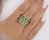 2.11 Carat Oval Cut Emerald and Diamond Wedding Band in 18K Gold