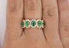 2.11 Carat Oval Cut Emerald and Diamond Wedding Band in 18K Gold