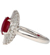 2.19 Carat Oval Cut Ruby and Baguette Diamond Halo Platinum Ballerina Ring