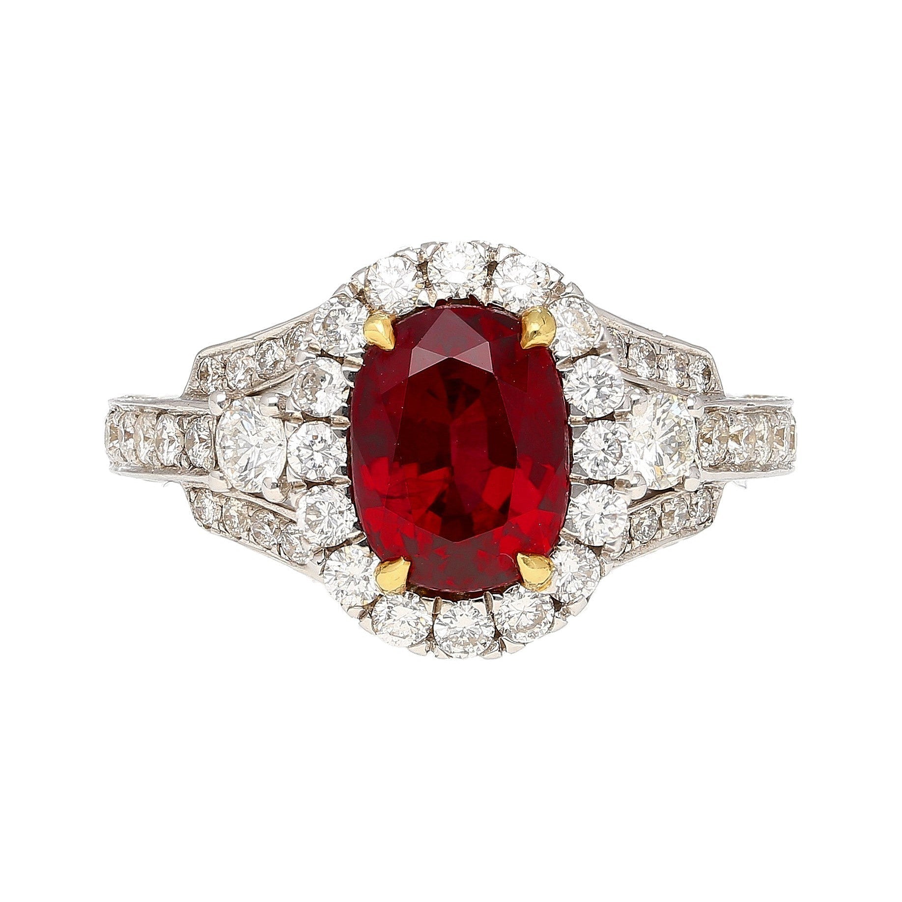 Retro Ruby 2.20 Carat Vivid Red Oval Ruby & Diamond Retro Regal Vintage Ring – ASSAY