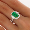 2.22 Carat Emerald Cut Natural Colombian 10MM Emerald & Baguette Diamond Ring