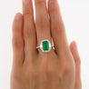 2.22 Carat Emerald Cut Natural Colombian 10MM Emerald & Baguette Diamond Ring