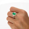 2.22 Carat Emerald Cut Natural Colombian 10MM Emerald & Baguette Diamond Ring