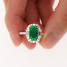 2.22 Carat Emerald Cut Natural Colombian 10MM Emerald & Baguette Diamond Ring