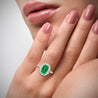 2.22 Carat Emerald Cut Natural Colombian 10MM Emerald & Baguette Diamond Ring