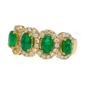 2.29 Carat Oval Cut Emerald and Diamond Wedding Band in 18K Gold – Assay Jewelers