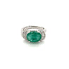 2.37 Carat Oval Cut Emerald in Retro Curved White Gold 4-Prong Ring