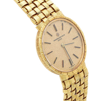 Vacheron Constantin 25mm 18K Gold Basketweave Dial Watch 1970s Full Set – Assay Jewelers