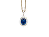 2.41 Carat Sapphire Diamond Halo 14K Gold Pendant Necklace