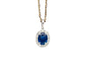 2.41 Carat Sapphire Diamond Halo 14K Gold Pendant Necklace