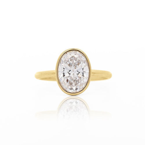 2.48 Carat Lab-Grown Diamond Bezel-Set 14K Yellow Gold Solitaire Engagement Ring