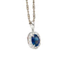 2.5 Carat Oval Cut Sapphire & Diamond Halo in 14K White Gold Pendant